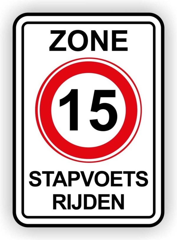 Stapvoets rijden verkeersbord sticker 15 km zone (945.35)