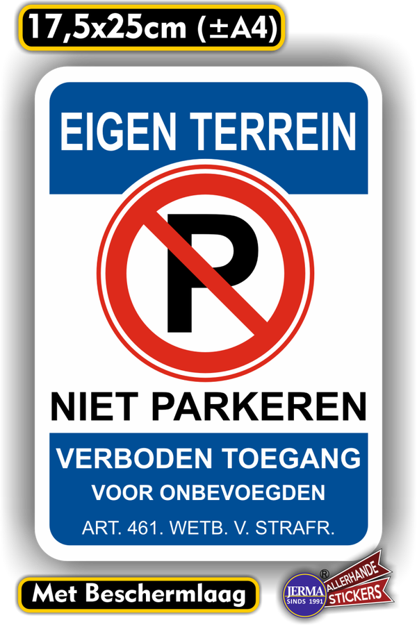 Niet parkeren Eigen terrein verkeersbord sticker (885.33)