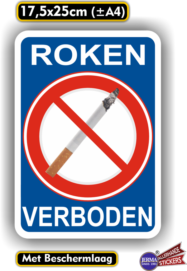 Roken verboden sticker – Duidelijke anti-roken sticker - (889A.33)