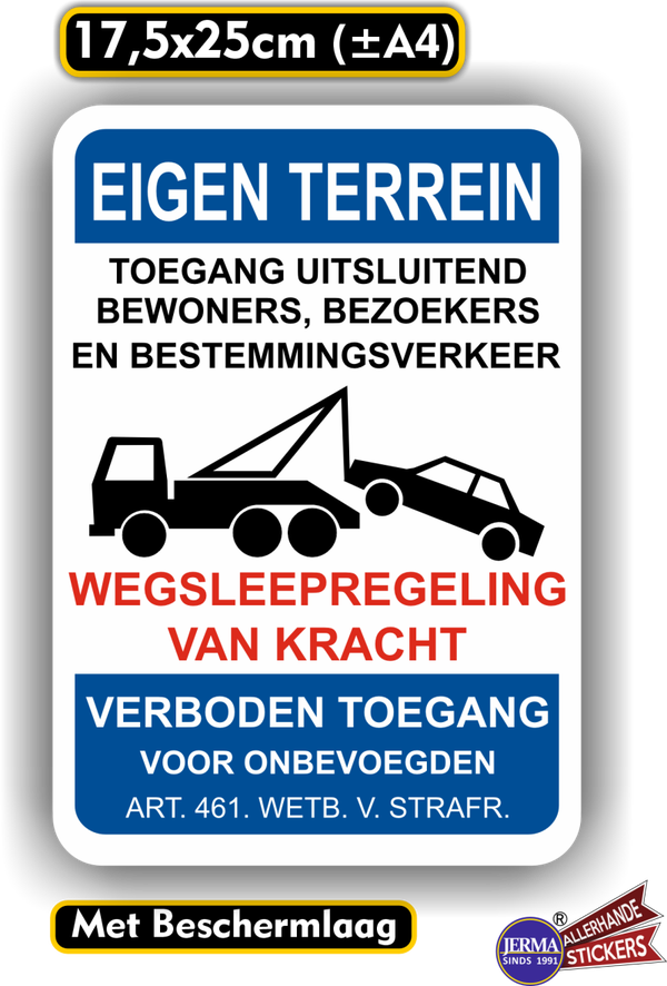 Eigen terrein – Wegsleepregeling Verkeersbord sticker (899.32)