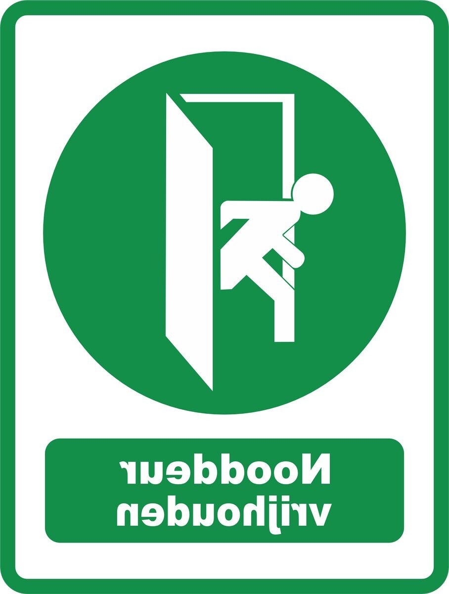 Nooduitgang spiegelbeeld raamsticker (sp.100.75)
