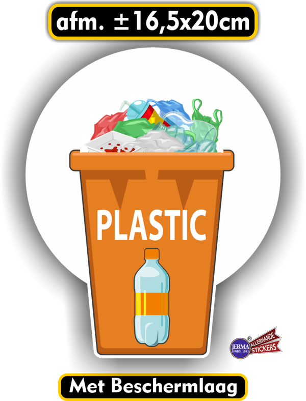 Plastic recycling afvalbak sticker. (911.32)