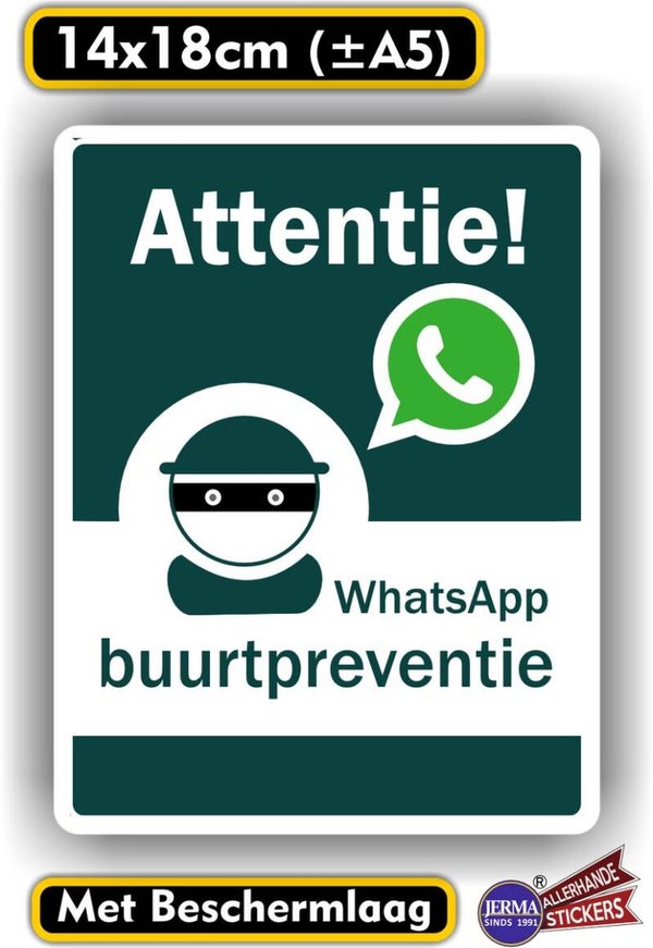 WhatsApp buurtpreventie sticker 14x18cm (916m.43)
