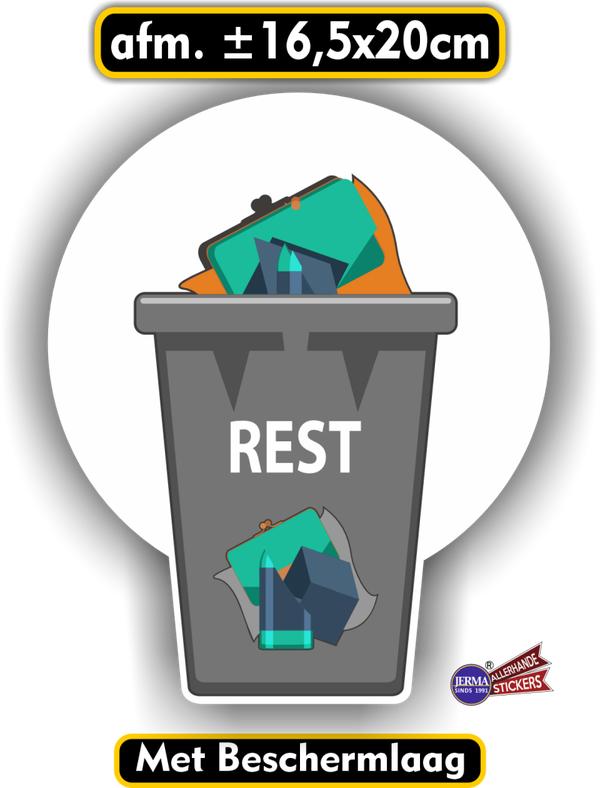 Rest afval recycling sticker. (919.32)