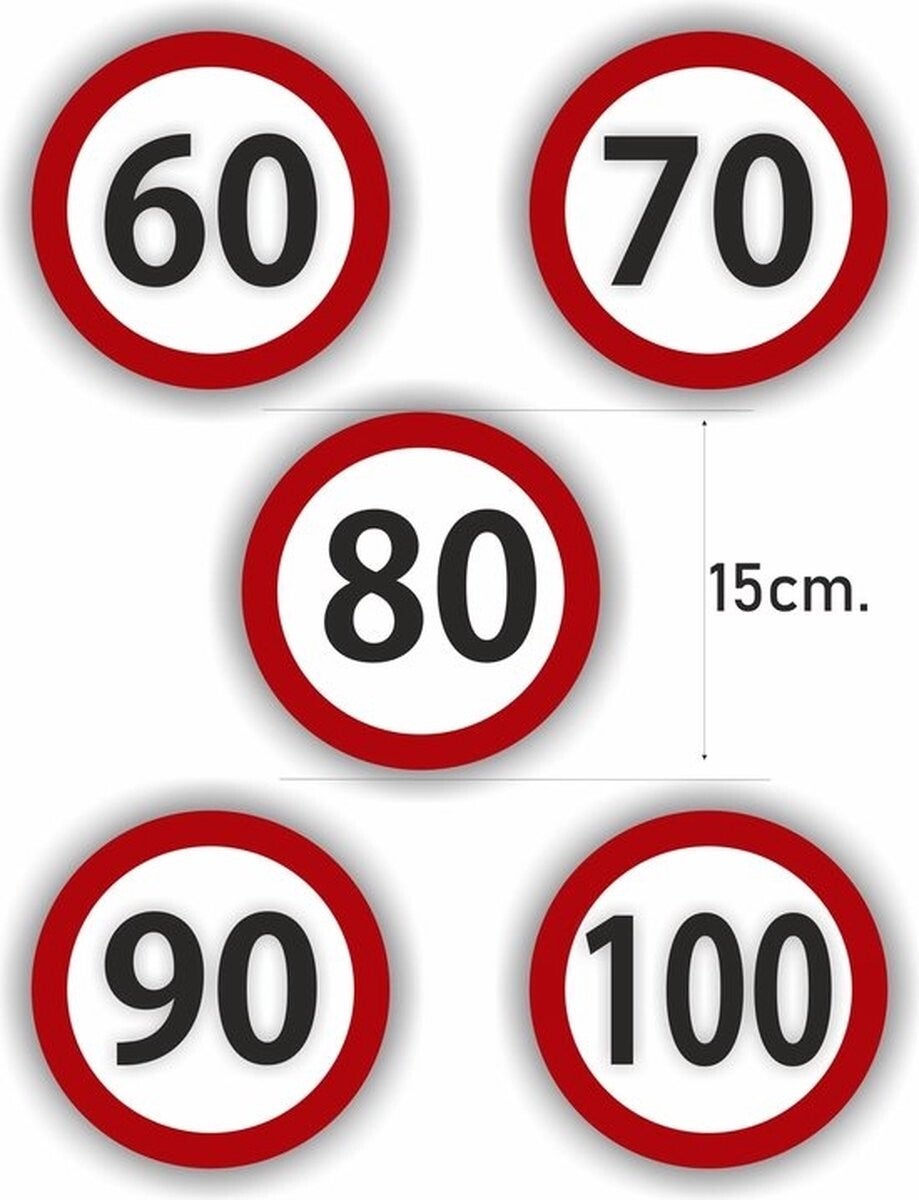Snelheid 5 verkeersbord stickers van 60 t.m. 100 km (557.40)