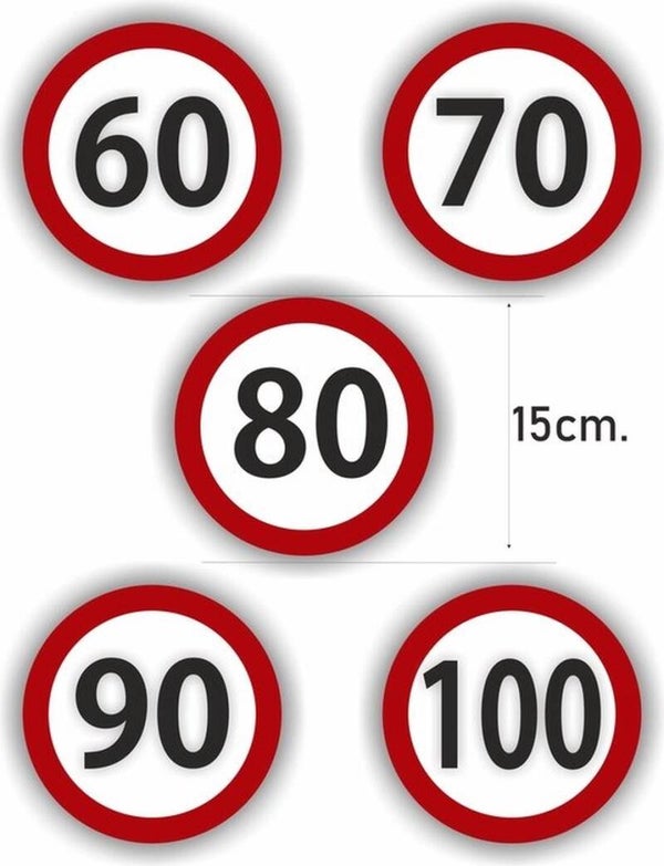 Snelheid 5 verkeersbord stickers van 60 t.m. 100 km (557.40)