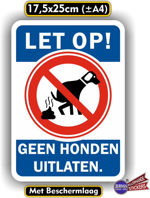 Geen honden uitlaten terrein sticker. (922.44)