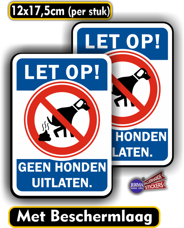 Geen honden uitlaten terrein sticker set. (923.44)