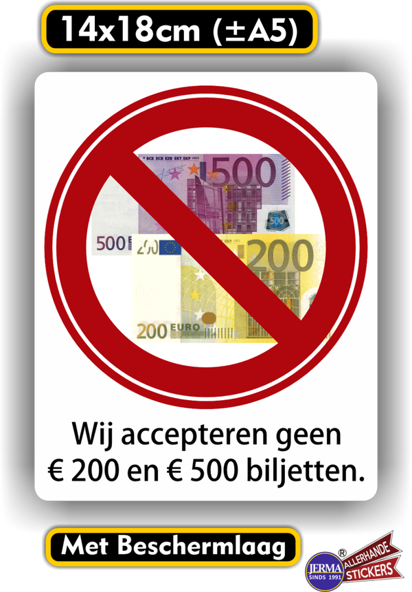 Geen biljetten van € 200 of € 500 sticker (924.44)