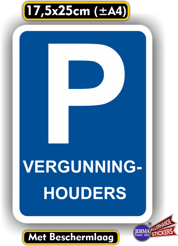 Parkeren vergunninghouders verkeersbord sticker (925.33)