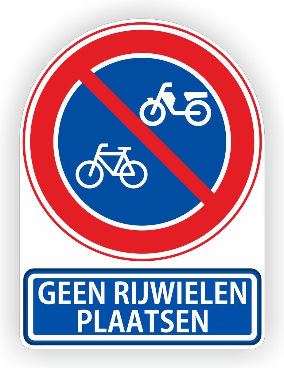 Geen rijwielen plaatsen sticker Maat groot.   (1142.57)