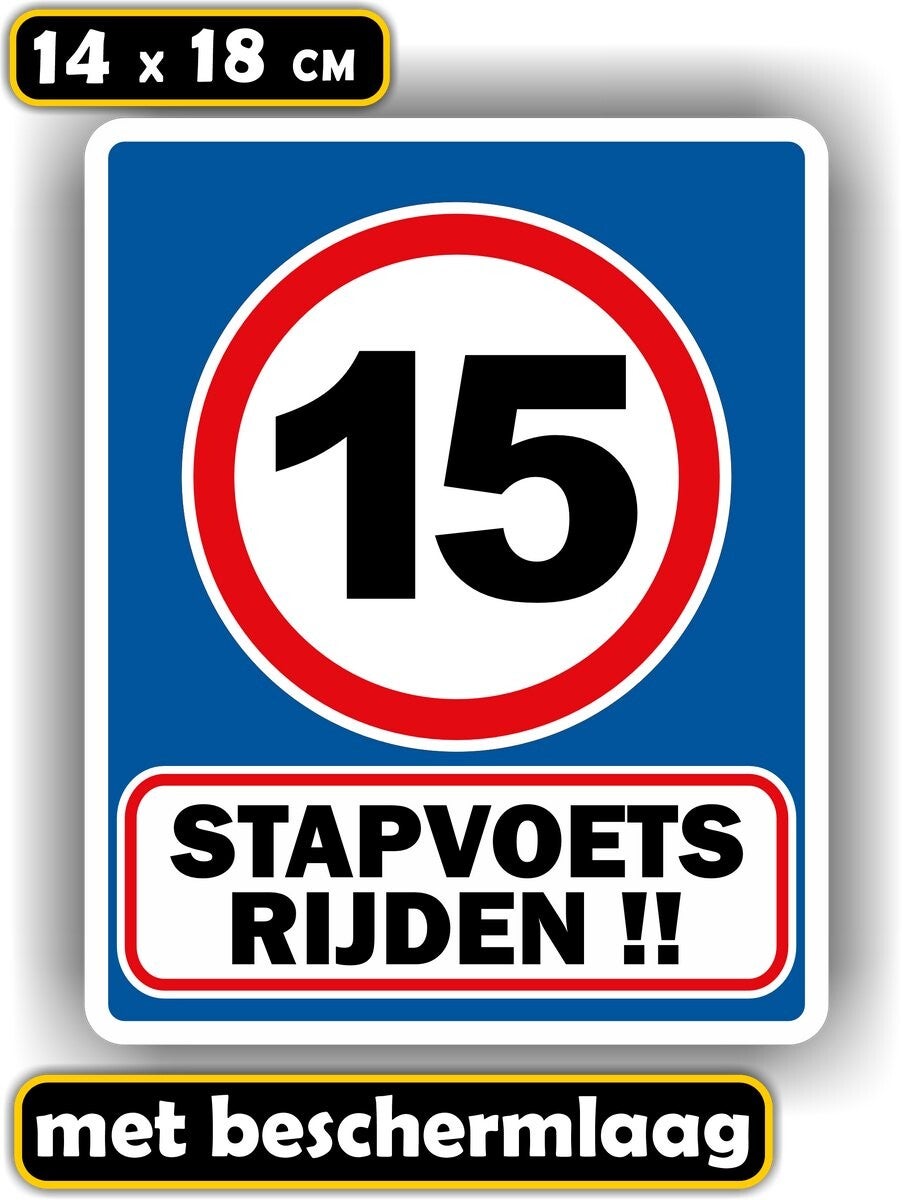Stapvoets rijden max 15 km waarschuwing sticker (931.45)