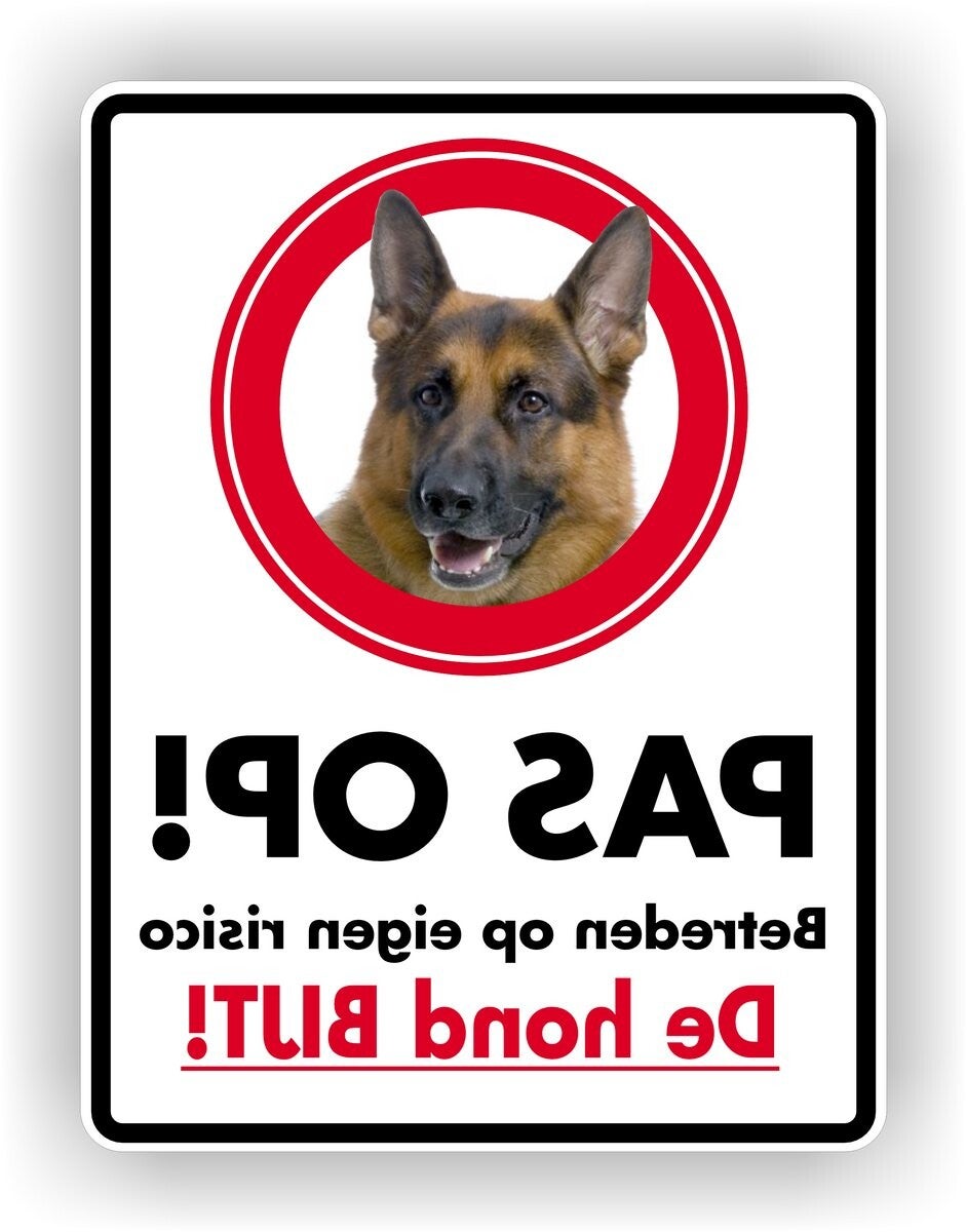 Pas op Waakhond aanwezig Spiegelbeeld Raamsticker (sp.0110.78)