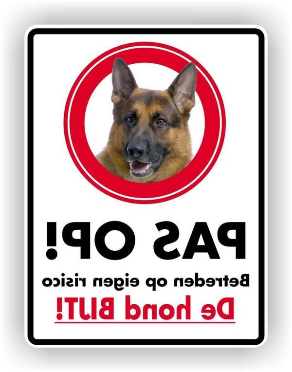 Pas op Waakhond aanwezig Spiegelbeeld Raamsticker (sp.0110.78)