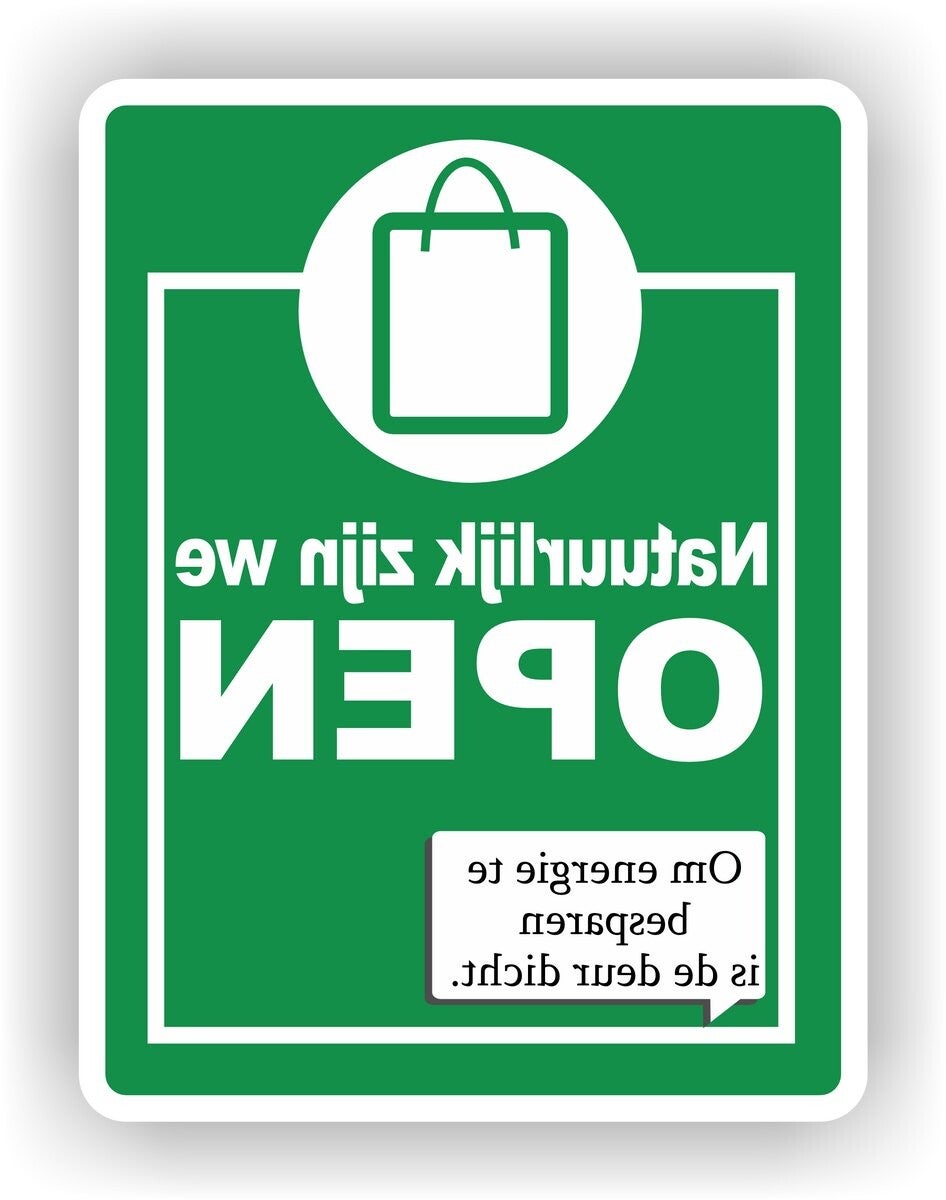 Deur Dicht, Winkel OPEN – Raamsticker - Spiegelbeeld (sp.118.80)