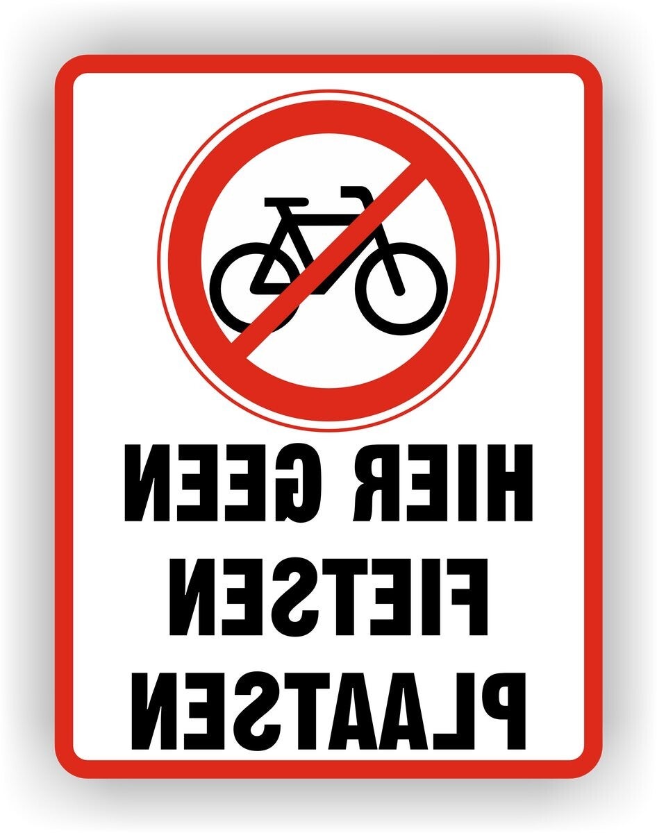 Geen fietsen plaatsen spiegelbeeld raamsticker (sp.107.75)