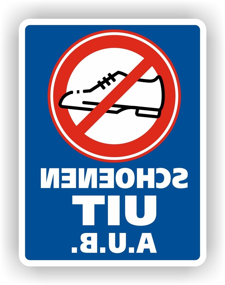 Binnen geen schoenen dragen Spiegelbeeld Raamsticker (sp.102.75)