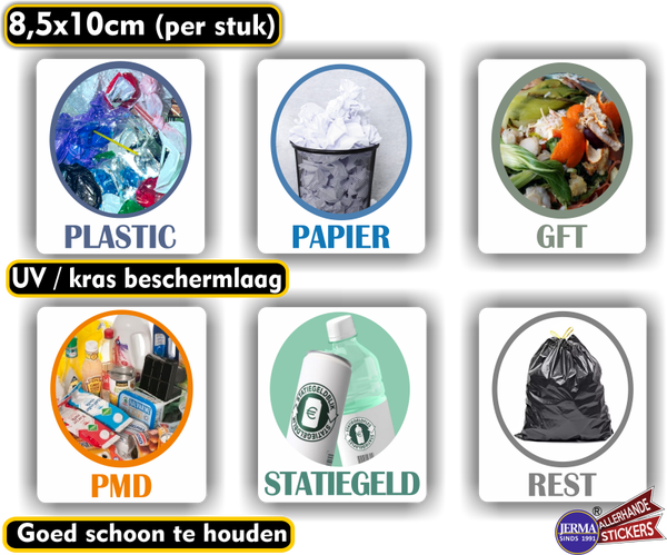 Recycling afvalbak foto stickers set (962.46)