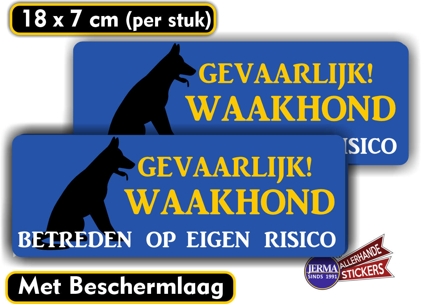 Gevaarlijke waakhond sticker set 2st. (965.37)