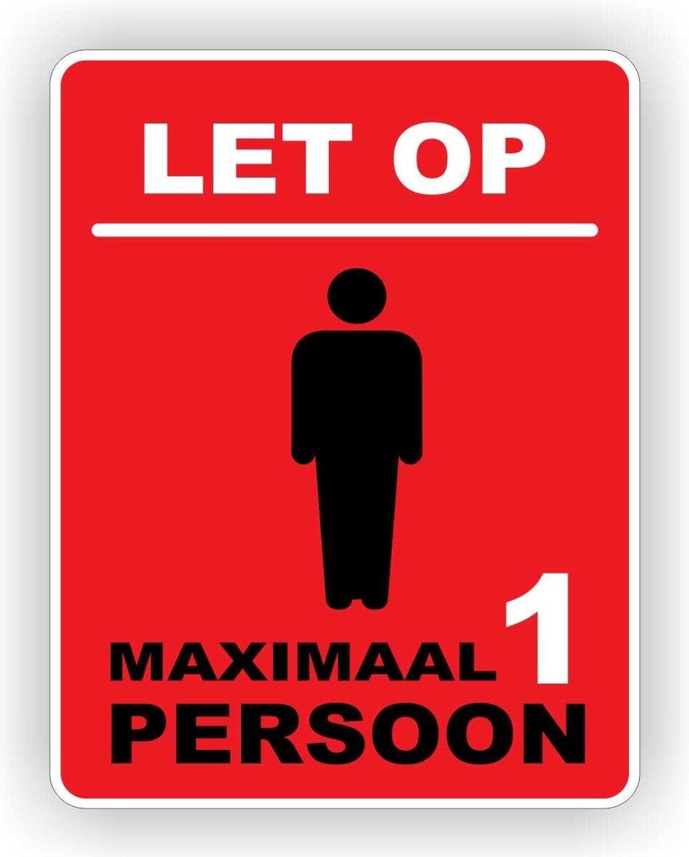 Maximaal 1, 2, 3 of 4 personen in deze ruimte sticker. (487.23)