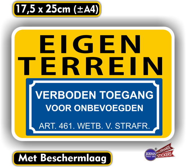 Verboden toegang Eigen terrein sticker (973.37)