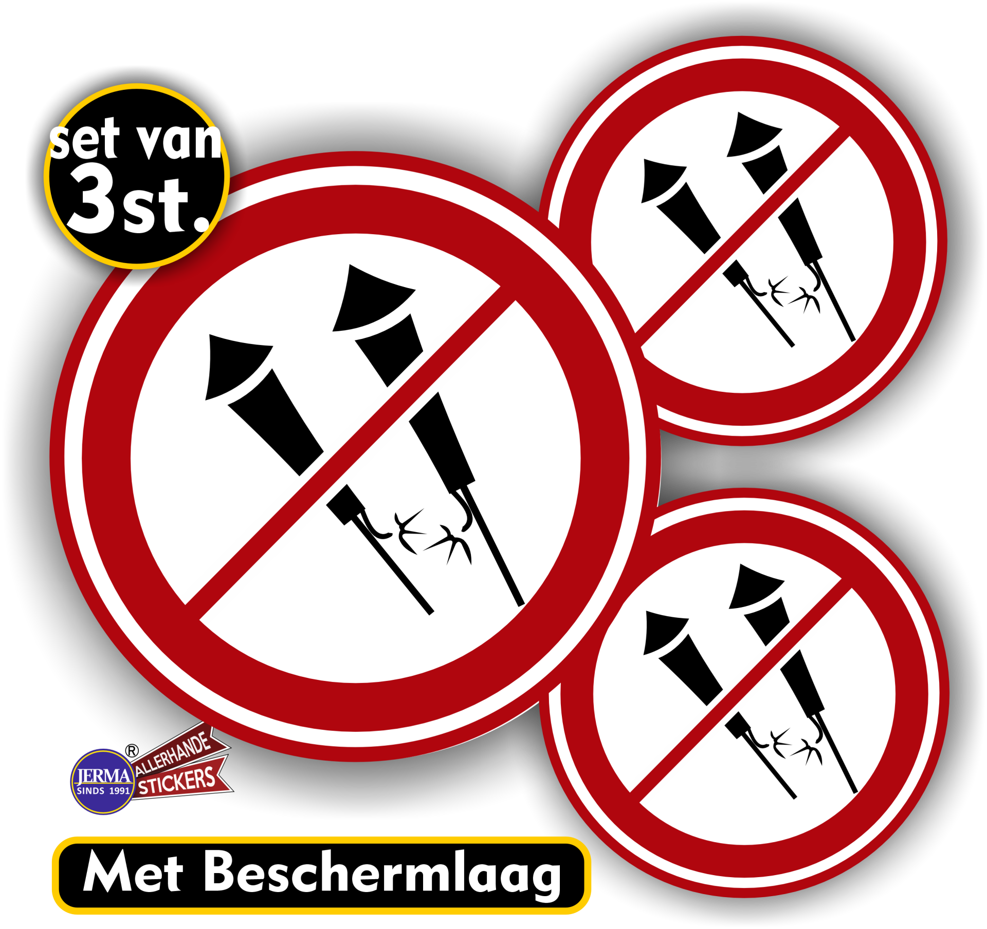Hier geen vuurwerk afsteken set 3 stickers (974.48)