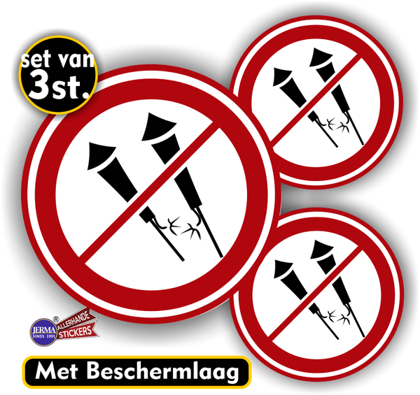Hier geen vuurwerk afsteken set 3 stickers (974.48)