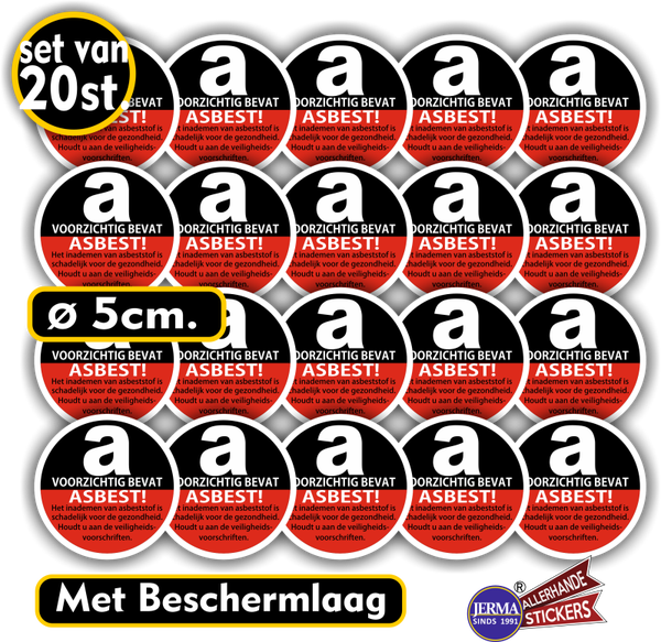 Asbest stickers set 20 stuks   (981.48)