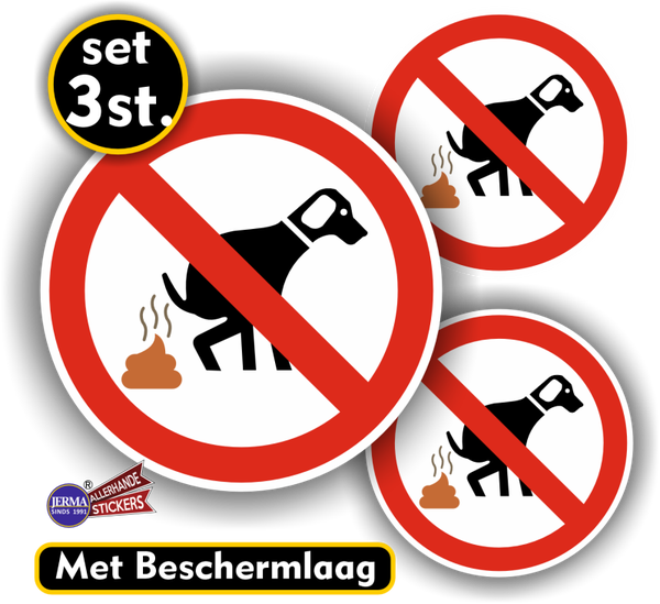 Honden verboden te poepen stickers 3 st. (990.la36)