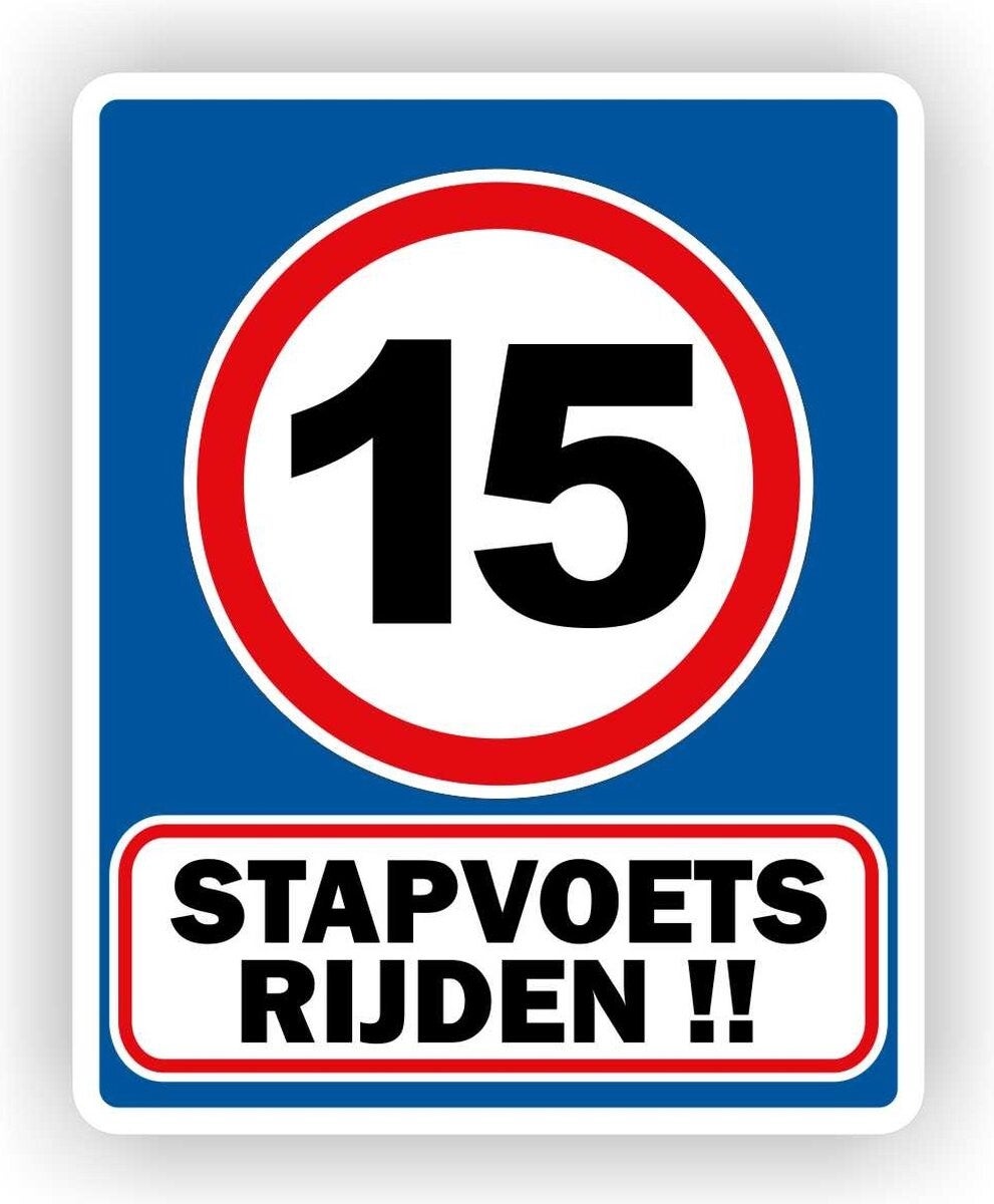 Stapvoets rijden max 15 km waarschuwing sticker (931.45)