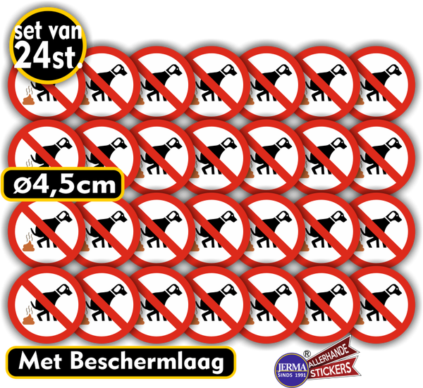 Honden verboden te laten poepen stickers 24 st. (992.36)