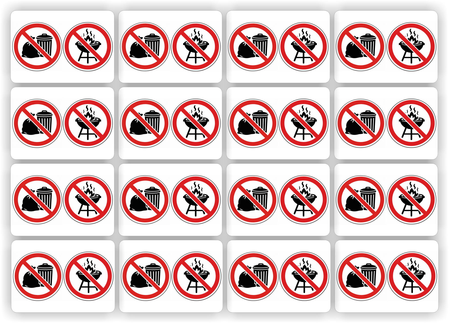 Set 250 stickers, Geen vuilnis / Geen BBQ
