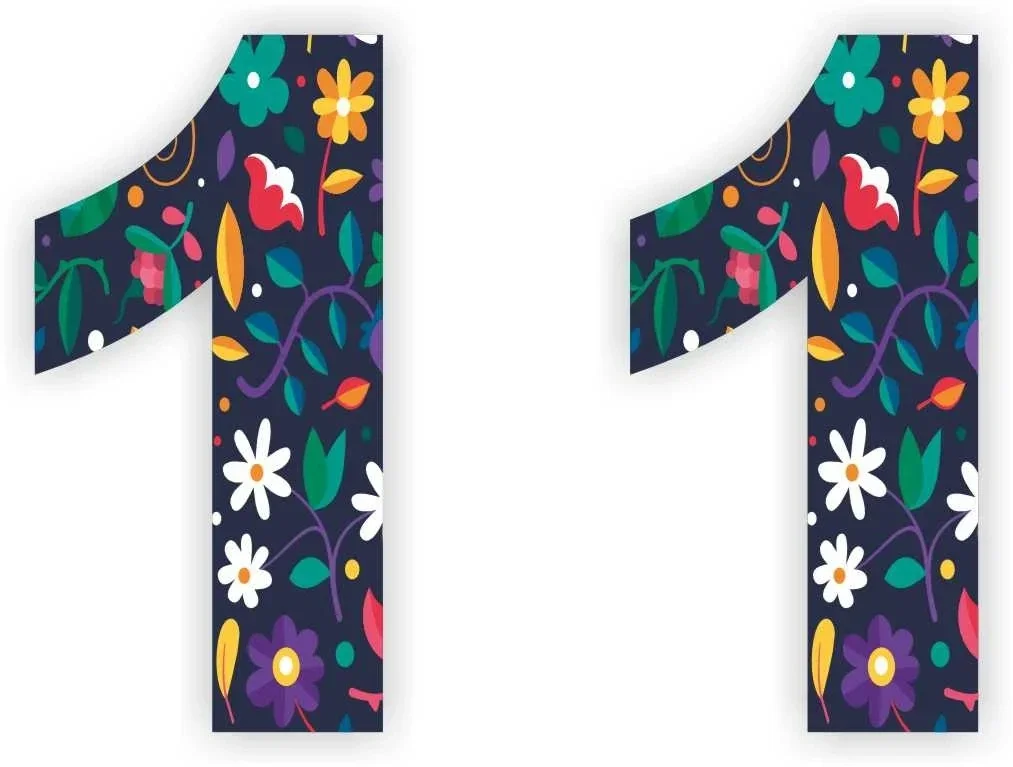 Cijfer sticker set bloemmotief cijfer: 1  (453.la22)