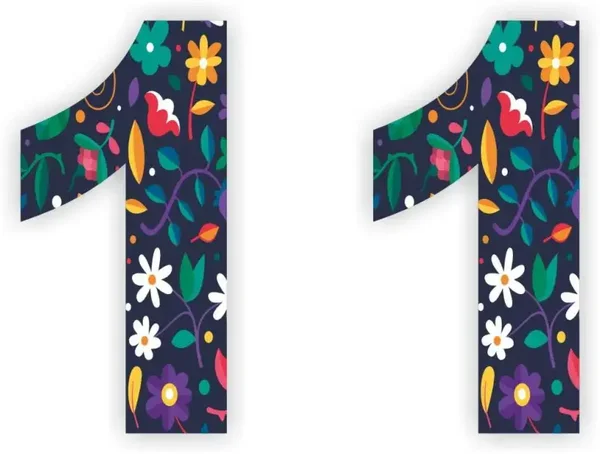 Cijfer sticker set bloemmotief cijfer: 1  (453.22)