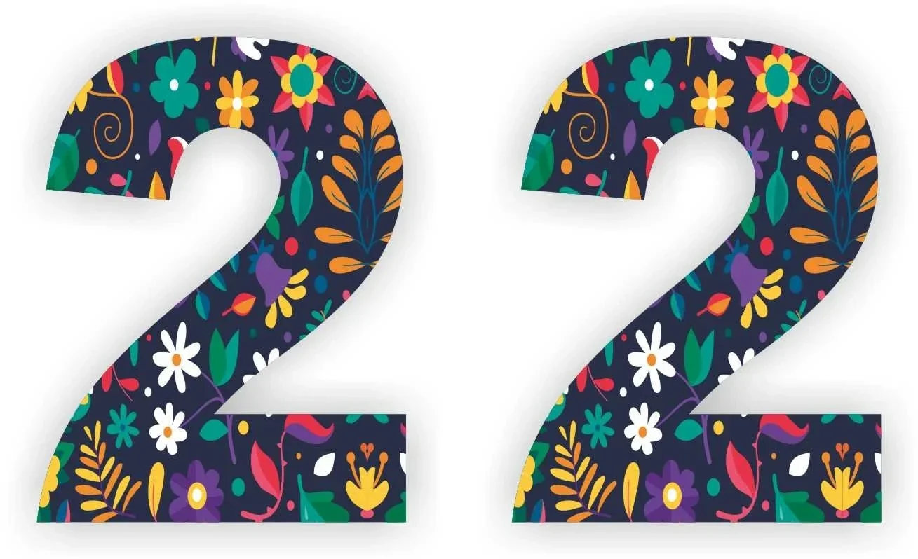 Cijfer sticker set bloemmotief cijfer: 2  (455.la22)