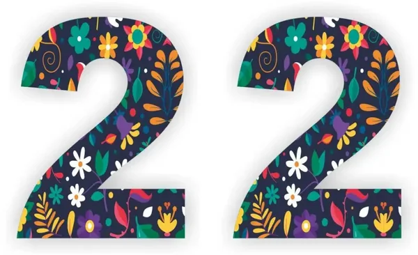 Cijfer sticker set bloemmotief cijfer: 2  (455.la22)
