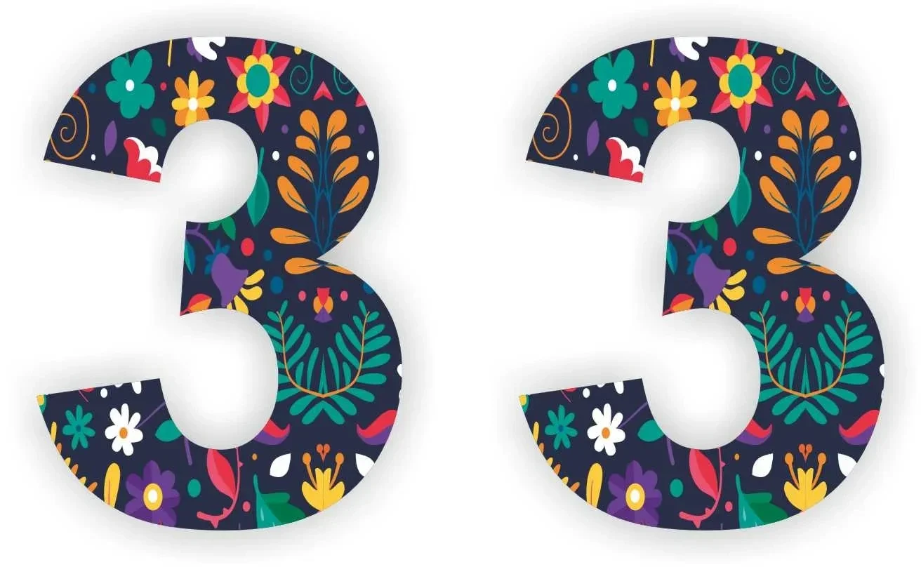 Cijfer sticker set bloemmotief cijfer: 3  (457.la22)