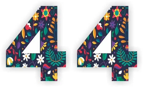 Cijfer sticker set bloemmotief cijfer: 4  (459.la22)