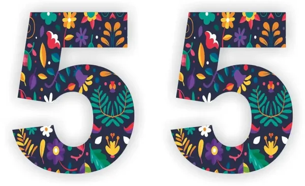 Cijfer sticker set bloemmotief cijfer: 5  (461.la22)