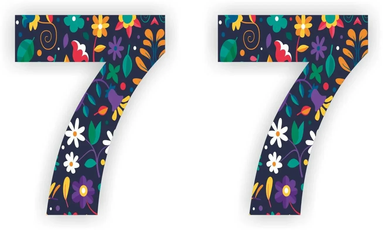 Cijfer sticker set bloemmotief cijfer: 7  (465.la22)