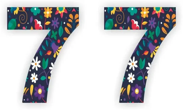 Cijfer sticker set bloemmotief cijfer: 7  (465.la22)