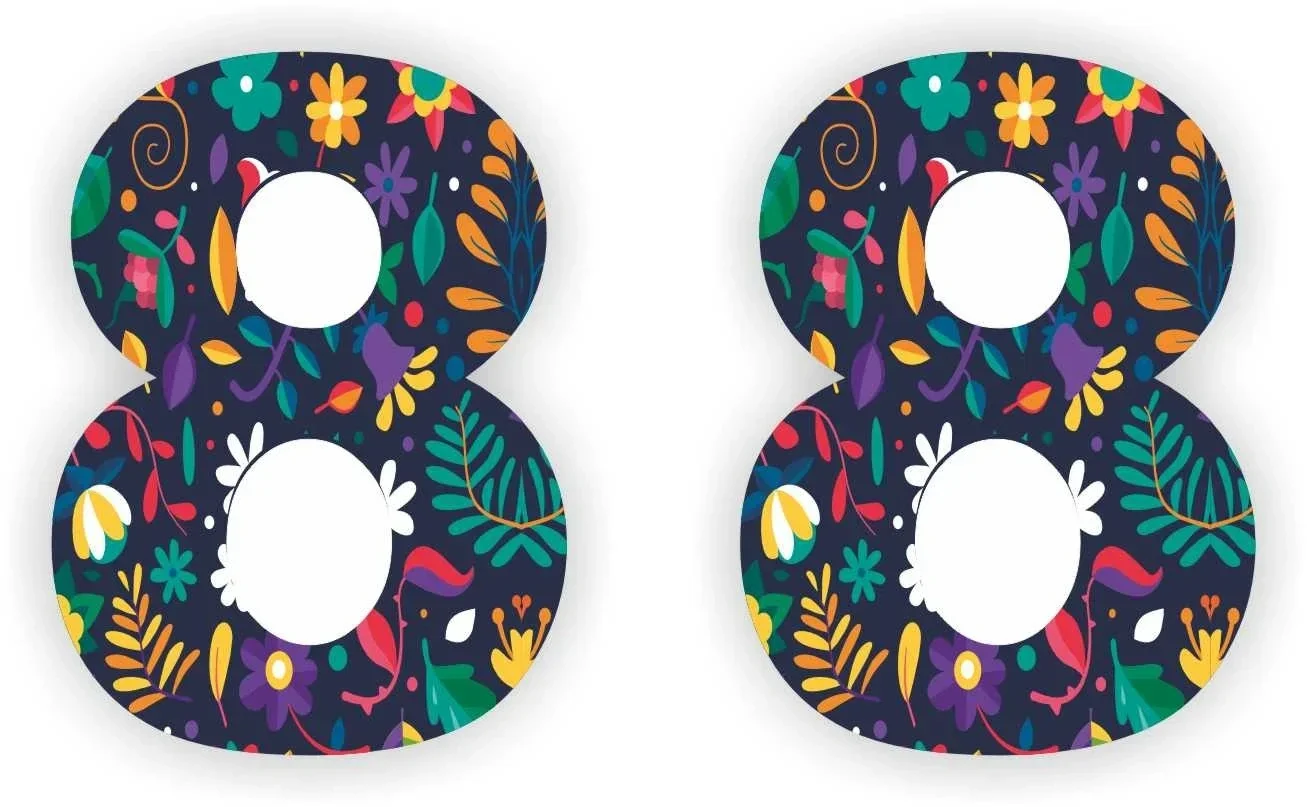 Cijfer sticker set bloemmotief cijfer: 8  (467.la22)