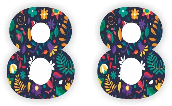 Cijfer sticker set bloemmotief cijfer: 8  (467.la22)
