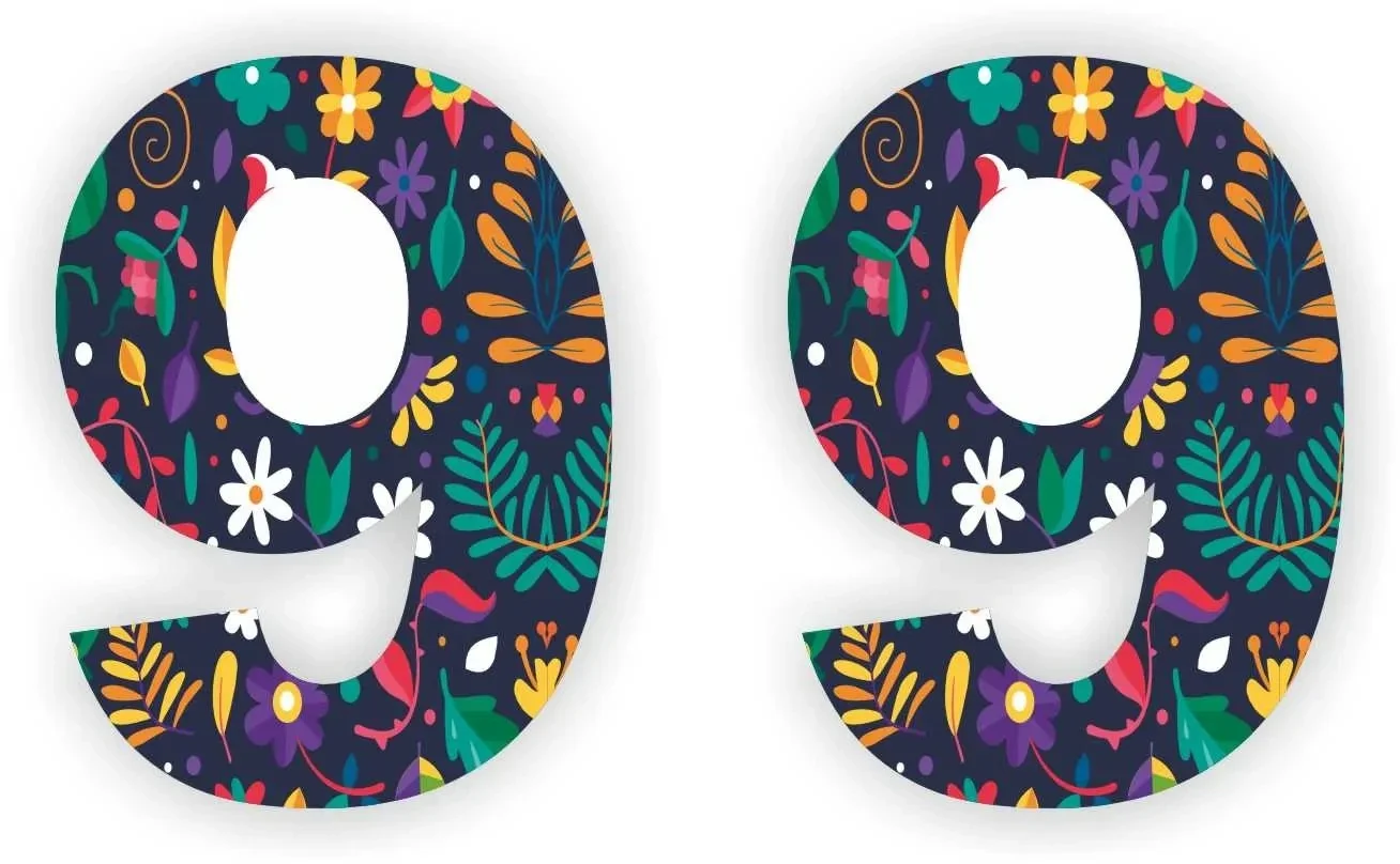 Cijfer sticker set bloemmotief cijfer: 9  (469.la22)