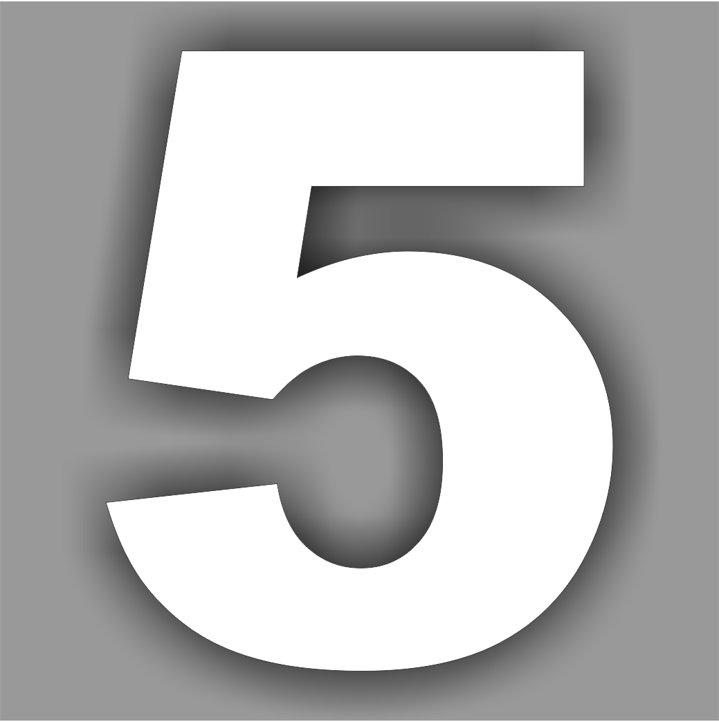 Plak cijfer sticker nummer: 5  (205.la10)