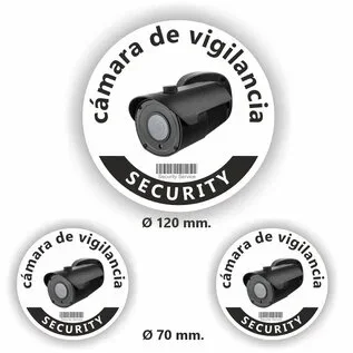Camera toezicht stickers set van 3 met Spaanse tekst (1236.la66)
