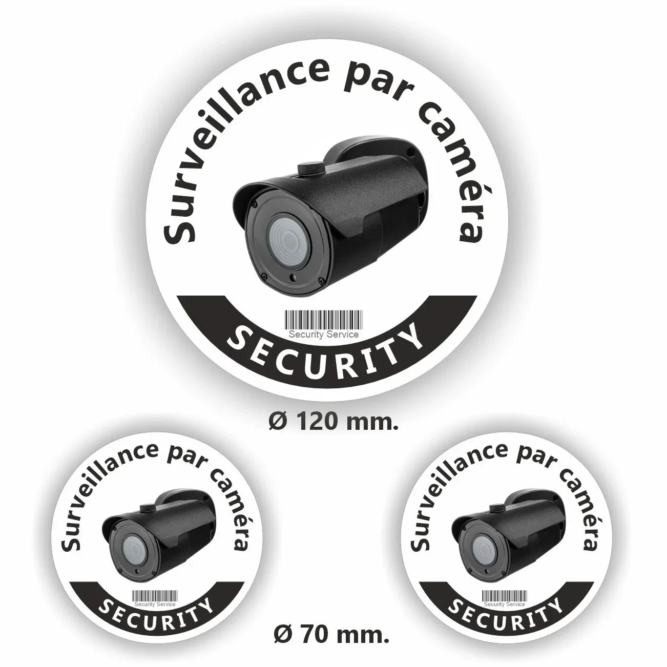 Camera toezicht stickers set van 3 met Franse (1238.la66)