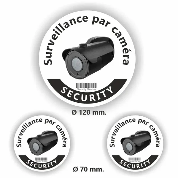 Camera toezicht stickers set van 3 met Franse (1238.la66)