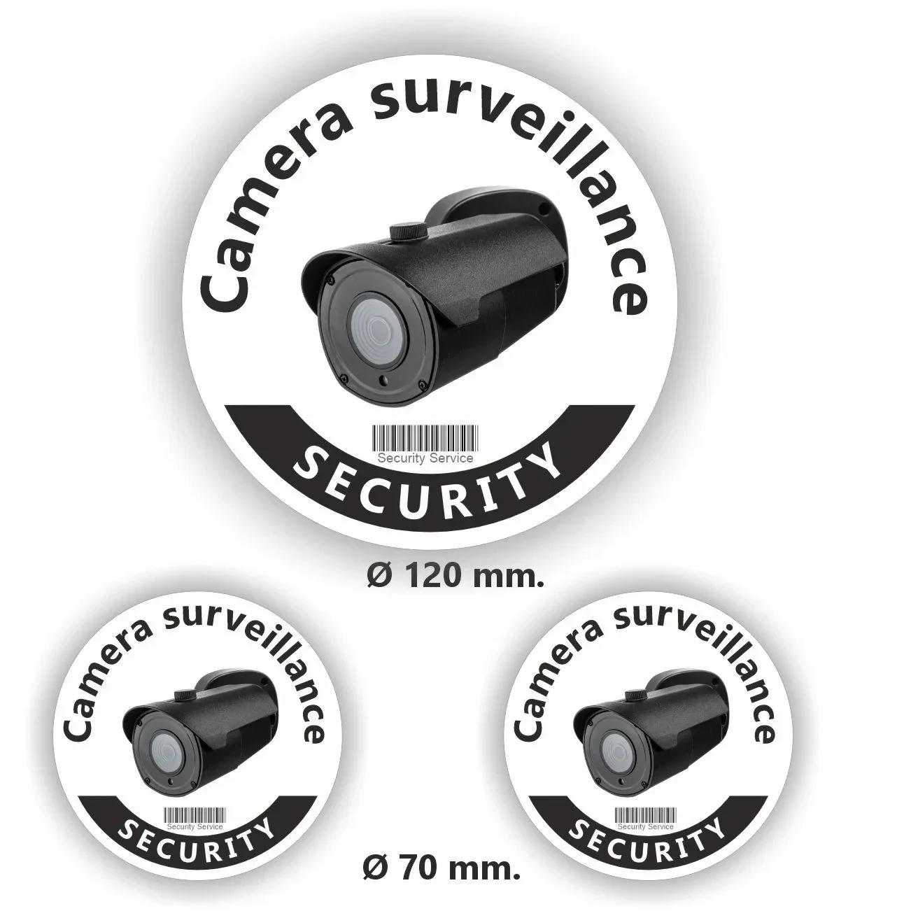 Camera toezicht stickers set van 3 met Engelse tekst (1240.la66)