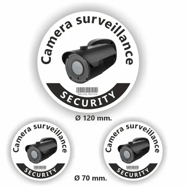 Camera toezicht stickers set van 3 met Engelse tekst (1240.la66)